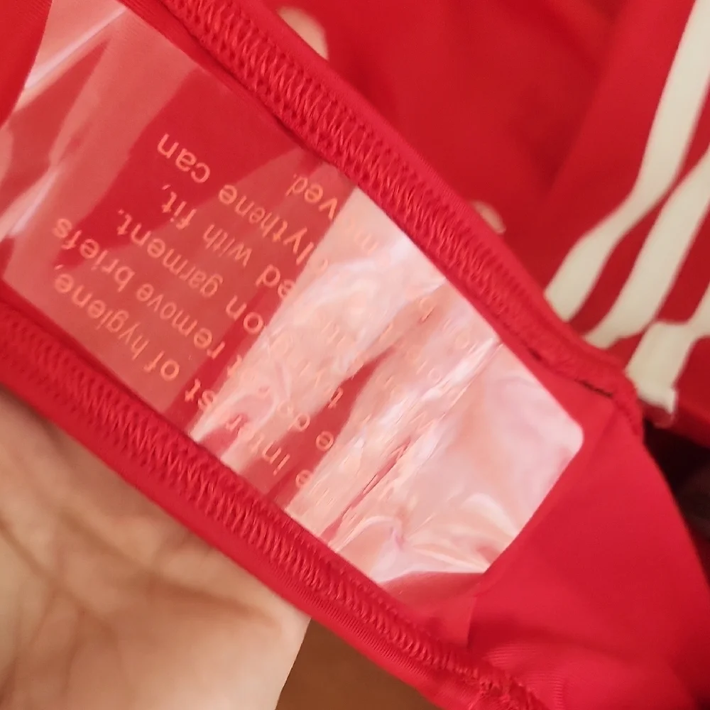 Adidas Red One-Piece Swimsuit with White Side Stripes - Picture 7 of 14